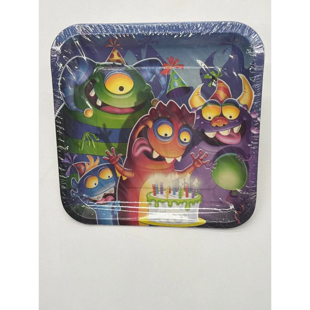Monster Birthday Party Supplies Set Plates Tablecover Coloring Books 21pc Bundle